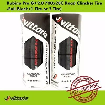 Vittoria Rubino Pro G+2.0 700x28C Road Clincher Tire-Full Black 1 Tire Or 2 Tire • $79.90