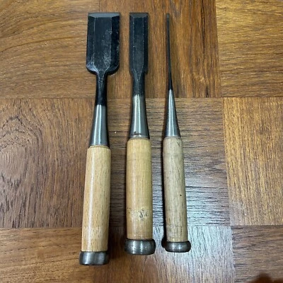 £58.01 • Buy 12 Japanese Used Chisel Nomi Carpentry Tool Japan 8set Blade 2 Mm To 41 Mm