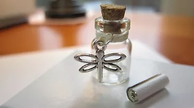 Message In A Bottle With SWAROVSKI Crystal Dragon Fly. Mini Bottle Gift. By ADG • $7.75