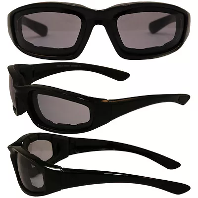 Foam Padded Motorcycle Sunglasses-TRANSITIONAL PHOTOCHROMIC LENS Clear 2 Smoke • $26.99
