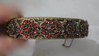 Czech Bracelet Faux Garnet Signed C1920 Vintage Costume Jewelry Czechoslovakian • $185