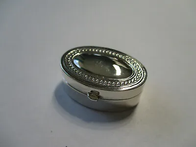 Gorgeous New Style Sterling Silver Pill Box Oval Shape Engraved  1 Inch Long • $26.05