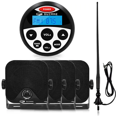 Marine FM/AM/USB Bluetooth Stereo Receiver And Waterproof 4  Speakers + Antenna • $110.49