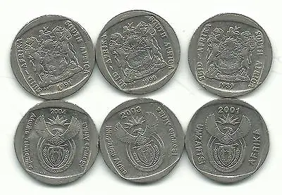 Nice Lot 6 South Africa 2 Rand-198919901991200120032004-mar219 • $3.14