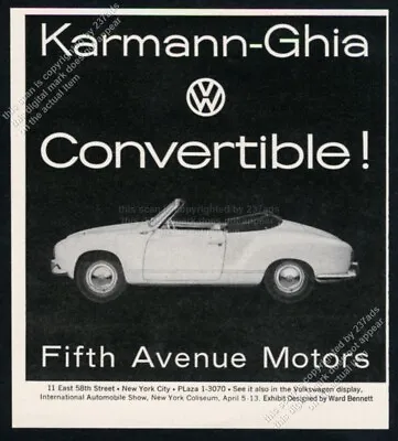 1958 VW Karmann-Ghia Convertible Photo Unusual Local NYC Dealer Vintage Print Ad • $12.14