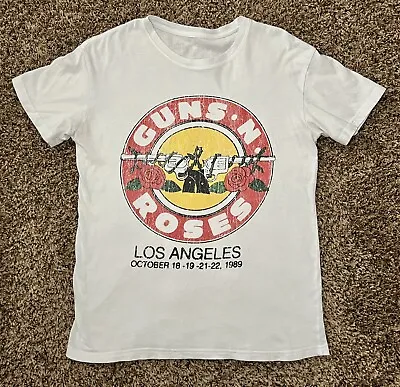 VTG Look 1989 Guns N Roses Shirt SM 18” X 24” LOS ANGELES White 100% Cotton • $14.95