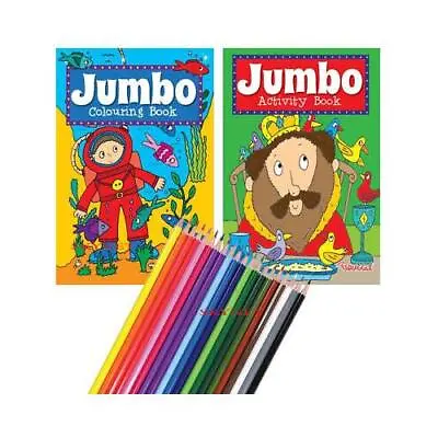 KIDS A4 Jumbo Activity Colouring Book Books Pencils OVER 144 PAGES CHILDREN • £5.22