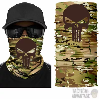 Multicam Punisher Camouflage Snood Scarf Bandanna Head Face Neck Tube Balaclava • £4.99