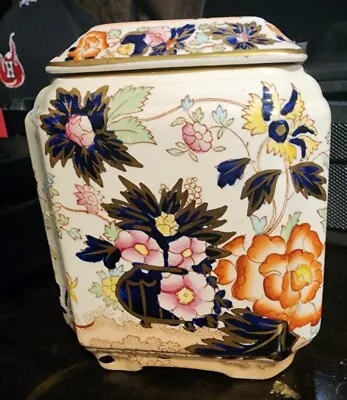 Rare Vintage Mason's Ironstone Mandalay Blue England Covered Cannister Vibrant • $49.97