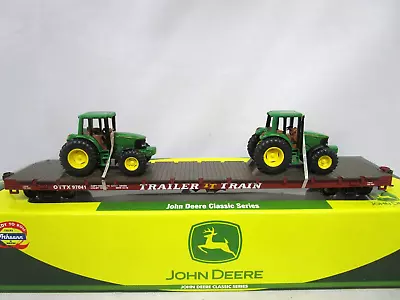 Athearn HO Scale TTX Trailer Train 60' Flat Car & John Deere 6420 Tractors NOS • $62