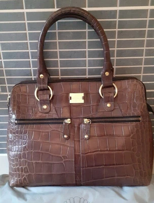 £79.99 • Buy £199 Large Fab Modalu Pippa Oyster Brown Croc Leather Shoulder Grab Bag