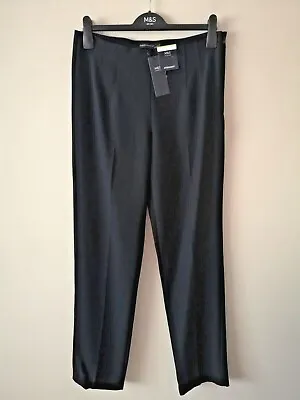 £14.99 • Buy Ladies M&s Size 12 Long Black Stretch Straight Leg Trousers Free Post
