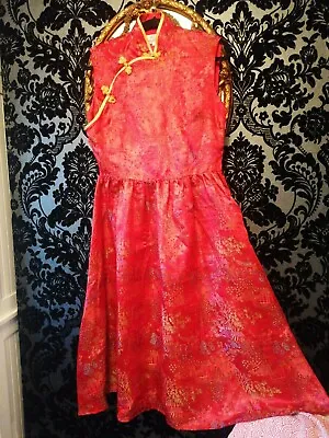 Miss Bamboo 1940s/1950s Red Chinese Brocade Satin Dress Size 14 New  • £55