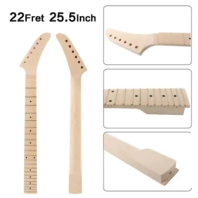 22 Fret Maple Electric Guitar Neck 25.5 Dot Inlay Replacement Bolt On Heel • $59