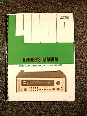 One Brand New Copy Of Mcintosh Mac4100 Stereo Receiver Owner’s Manual • $26.95