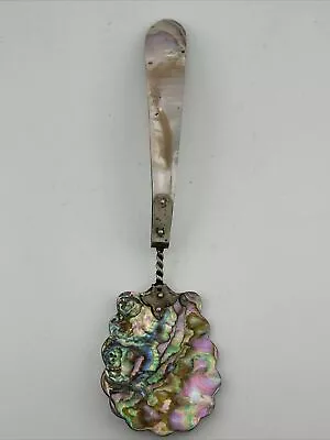 Antique Mother Of Pearl Silver Abalone Decorative Serving Spoon • $63.74