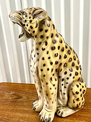 $280 • Buy Vintage 1970s Hollywood Regency Kitch Chalkware Leopard Statue 