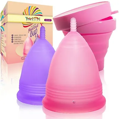 Talisi Menstrual Cup Set Large Small & Silicone Copa Period Sterilizer Feminine • $19.99