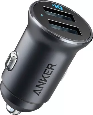 Anker Mini Car Charger Aluminum Alloy 24W Dual USB Blue LED For IPhone 15/14/13 • $8.99