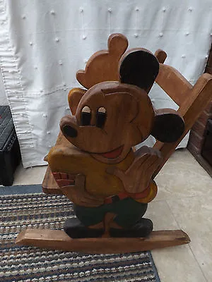 £125 • Buy  Beautiful Childs Wooden Rocker Chair Disney Mickey Mouse On Either Side