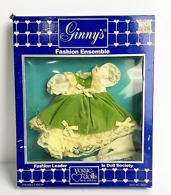 Vintage 1984 Ginny’s Fashion Vogue Toy Doll Clothes Tea Time Green Dress NIB • $15.50