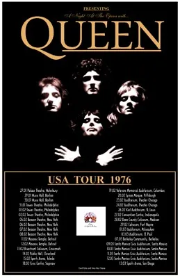 $11.99 • Buy Queen 1976 Box Office CONCERT Poster   North America Tour Freddie Bohemian