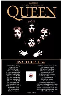 $11.99 • Buy Queen 1976 Box Office CONCERT Poster   North America Tour Freddie Bohemian