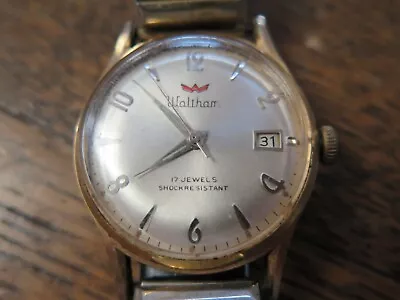 Vintage Waltham 17 Jewels Shockresistant Date Swiss “running Watch” Wristwatch  • $50