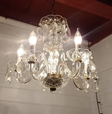 Exquisite Vintage Crystal Chandelier 5 Arm/Bulb Lots Of Prisms 1950s • $299