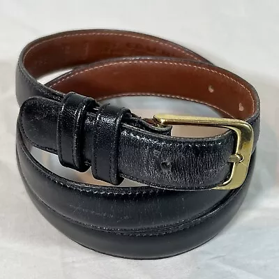 COACH Thin Black Leather Dress Belt Cowhide Solid Brass Buckle 40  In - USA MADE • $39.99