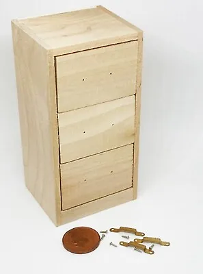 Dolls House Filing Cabinet Natural Finish Wooden Tumdee 1:12 Scale Miniature • $8.61