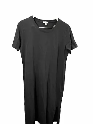 J.Crew Factory Black Short Sleeve T-Shirt Above Knee Dress Size Medium C2-292 • $11.90