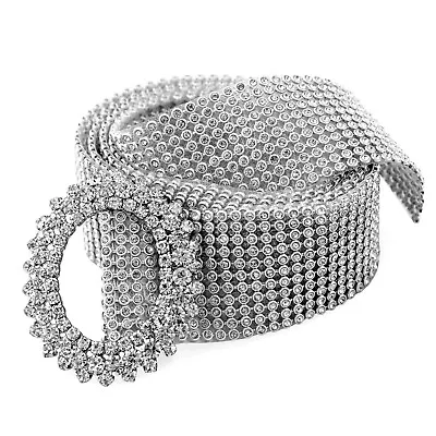 £5.19 • Buy Silver Rhinestone Waist Belt Crystal Waistband Women Diamante Shiny Ladies Charm