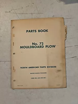 Vintage 1957 Massey Ferguson MF 72 Moldboard Plow Parts Book Manual  • $13.45