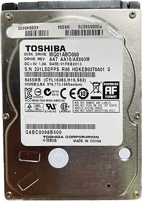 Toshiba 2.5  500GB Internal SATA Hard Disk Drive MQ01ABD050 • £9.99