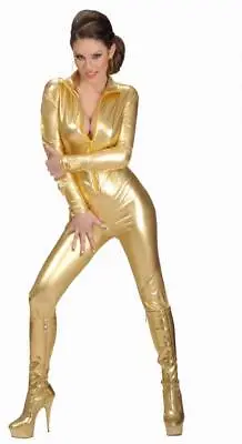 Sexy Gold Catsuit Adult Fancy Dress Costume • £35.95