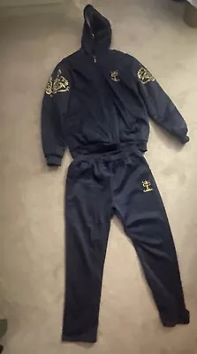 Mens Navy Blue/Gold Track Suit With Fleece Hoodie • $14.99