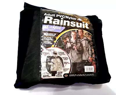 NEW STEARNS Adult PVC Nylon Waterproof Rainsuit 2XL Black Taupe • $29.95