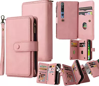 Xiaomi Mi 10 Pro 5G Sude Multifunction Wallet Case 15 Cards & Zipper • $17.95