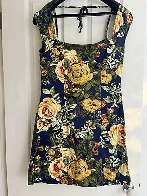 $23 • Buy Princess Highway Dress Size 12 Floral Retro Style Mini Navy