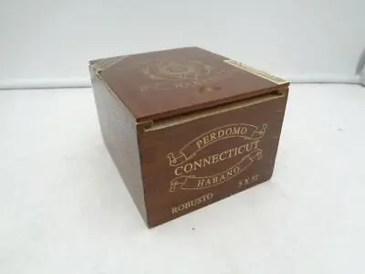 Vtg Wood Wooden Empty Perdomo Connecticut Habano Slide Lid Cigar Box 5 X6 X4  • $14.99