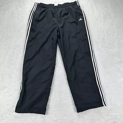 Adidas Track Pants Men XL Black Ankle Zip Mesh Lined Pockets 3 Stripe Soccer • $16