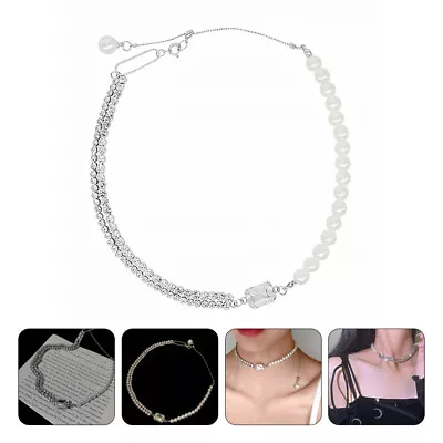 Necklace Pearl Choker Rhinestone Stitching Necklaces • $10.59
