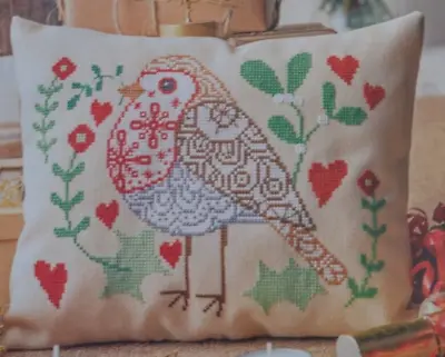 Cross Stitch Chart Rockin' Robin Christmas Cushion Sampler Mistletoe Decoration • £1.50