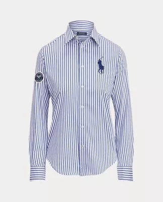 Ralph Lauren Blue & White Stripe Wimbledon Umpire Classic Shirt UK 20 (US 16) • £25.99