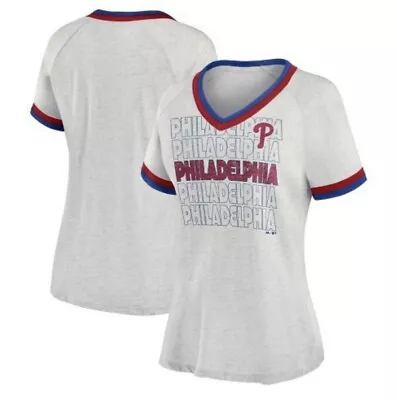MLB Philadelphia Phillies Women's Heather Gray V-Neck T-Shirt Sz: 2XL NWT $24.99 • $13.99