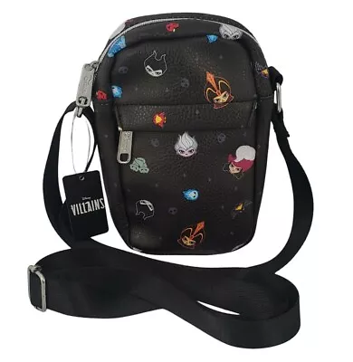 Disney Villains Chibi Crossbody Purse NEW Black Faux Leather Bag (Buckle Down) • $29.99