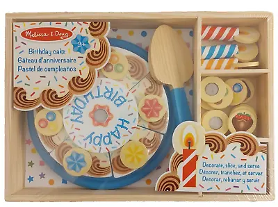 Melissa & Doug Birthday Party Cake - Wooden Play Food With Mix-n-Match Toppings • $22