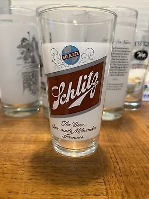 Schlitz Beer Glass - The Beer That Made Milwaukee Famous Vintage 7  Glass MINT • $16.31