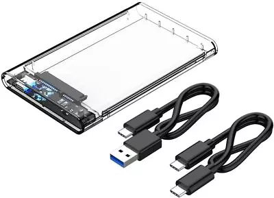 2.5 Inch External Hard Drive Enclosure Sata HDD/SSD Clear Caddy Case To USB 3.1 • £6.49